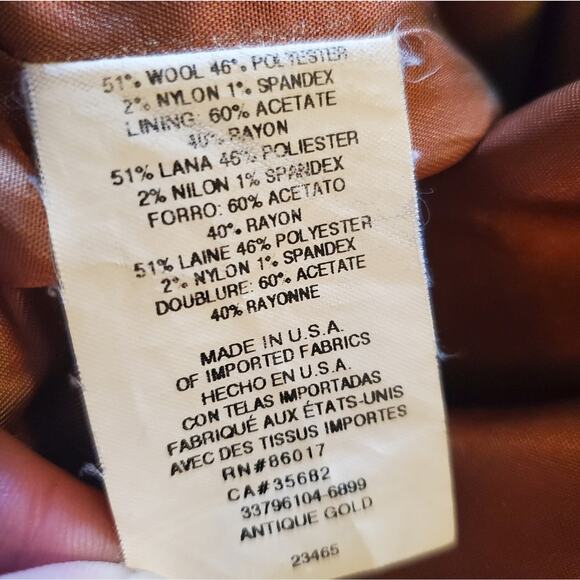 BEBE Woman's Wool blend trousers dress pants Tan tweed sz. 6 - Picture 4 of 6